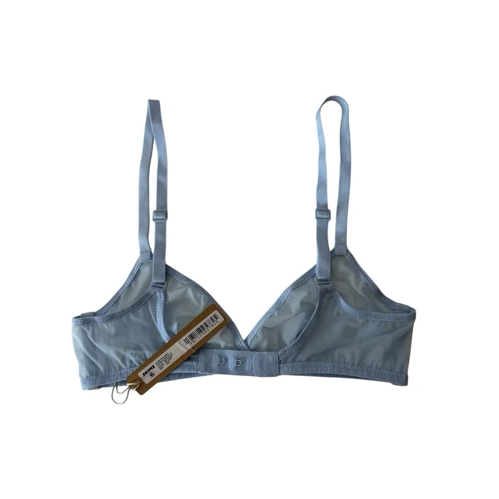 SKIMS Ultra Fine Mesh Triangle Bralette Bra Wireless‎  XXS Blue new - Picture 2 of 6